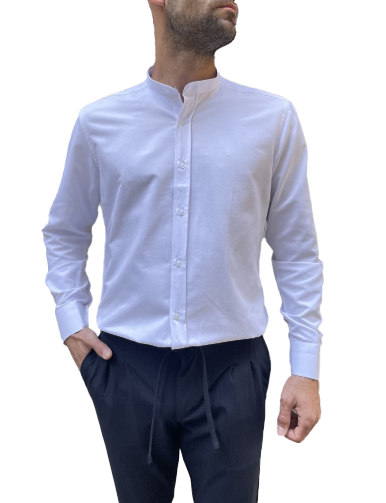 Ανδρικό λευκό μάο γιακά πουκάμισο Modern Fit 243014 φωτογραφία